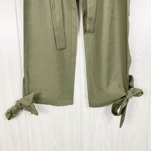Lulu's | Olive Green Sebastian High Rise Tie Waist Pants Size Medium - Picture 6 of 8